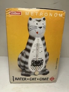 Wittner Taktell Cat Metronomo Grigio Tabby con Papillon Germania Nuovo - Foto 1 di 15