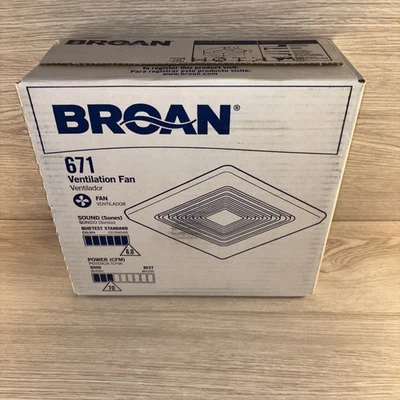 Broan Model 671 Bath Exhaust Ventilation Fan White 70 CFM - New - Multiple Avail - Image 1 of 4