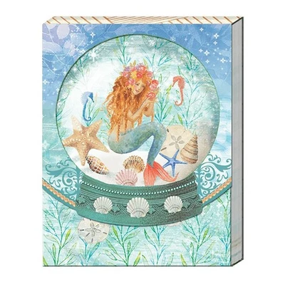 Punch Studio Mermaid Shells Water Globe Pocket Notepad 3" x 4" 75 Printed Sheets - Image 1 of 3