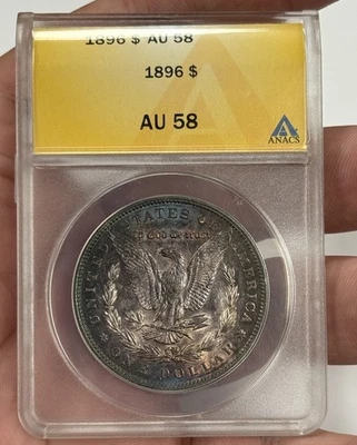 Dólar de plata Morgan 1896-P $1 ANACS XF EF 40 TONIFICADO #3050 Foto 1 de 4