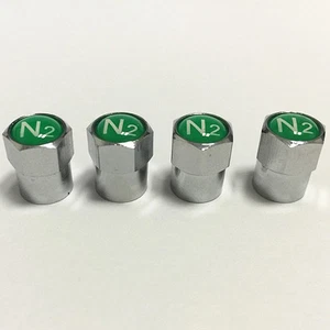 4X Universal Wheel Tire Valve Stem Caps NITROGEN N2 Chrome Plating O-ring Sealed - Picture 1 of 12