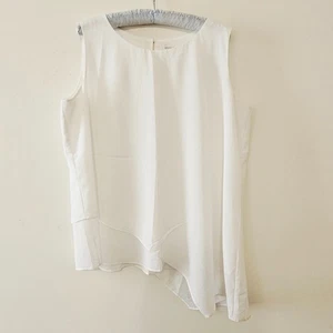 Bisou Bisou Gr. L weiß Polyester asymmetrisch Rundhals Tank Top Bluse mit - Bild 1 von 20