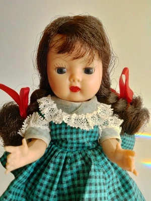 Unmarked Vintage Nancy Ann Storybook Muffie Molded Lash Walker Tagged Dress - Image 1 of 4