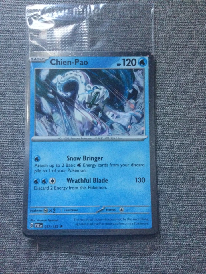 Pokemon Paradox Rift Chien-Pao 057/182 Cosmos Holo Sealed Exclusive - Image 1 of 1