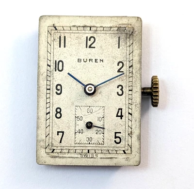 Vintage BUREN Grand Prix 17 Jewels Men's 18mm Swiss Watch Movement PARTS REPAIR - Image 1 of 4