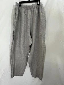Aly Wear Women’s Gray Linen Pants 3X Pull On Tapered Textured Lagenlook Pockets - Picture 1 of 7