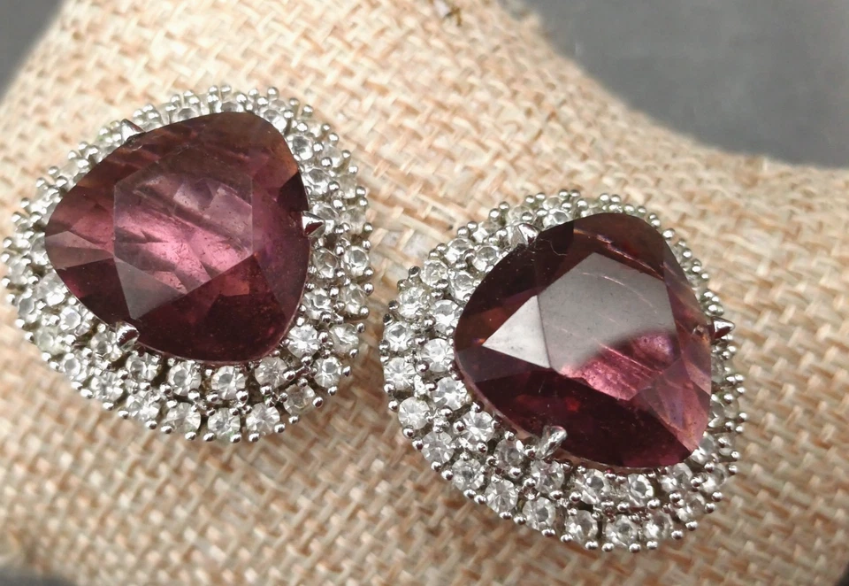 ORECCHINI CLIP CON  STRASS E AMETISTA - Immagine 1 di 4