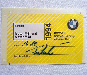 0208112 BMW AG Service Training Center Nord 1994 seminario motore M41 motore M52 - Foto 1 di 1