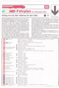 DB EC/IC Fahrplan 1989-90 Faltblatt beidseitig bedruckt, von Mai bis Mai - Bild 1 von 1