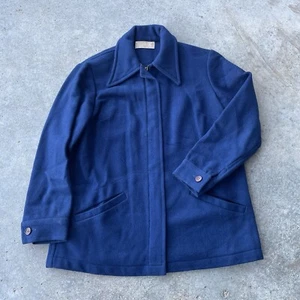 Vtg 70s Loop Collar Pendleton Full Zip Women’s Wool Jacket Sz 10 Blue USA Made - Picture 1 of 10