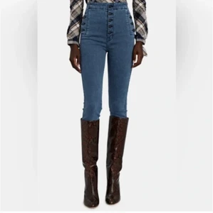 Pantalones de mezclilla azules ajustados de tiro alto marca J Natasha cromáticos talla 31 entrepierna 30,5" - Imagen 1 de 9