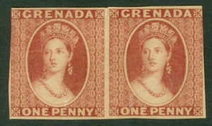 Grenada 1861 1d a prova di piastra su carta non filigranata rosso opaco. Orizzontale... - Foto 1 di 1