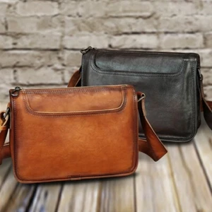 Genuine Leather Messenger Bag for Men Crossbody Shoulder Bag Casual Sling Bag - Picture 1 of 11