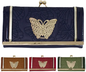 Damas Puntos de Mariposa Ranuras para Tarjetas Cartera Placa de Metal Plegable Billetera Bolso 1183 - Imagen 1 de 25