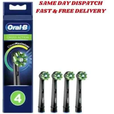 4 Pack Oral B Cross Action Clean Maximiser Replacement Toothbrush Heads - Black - Image 1 of 2