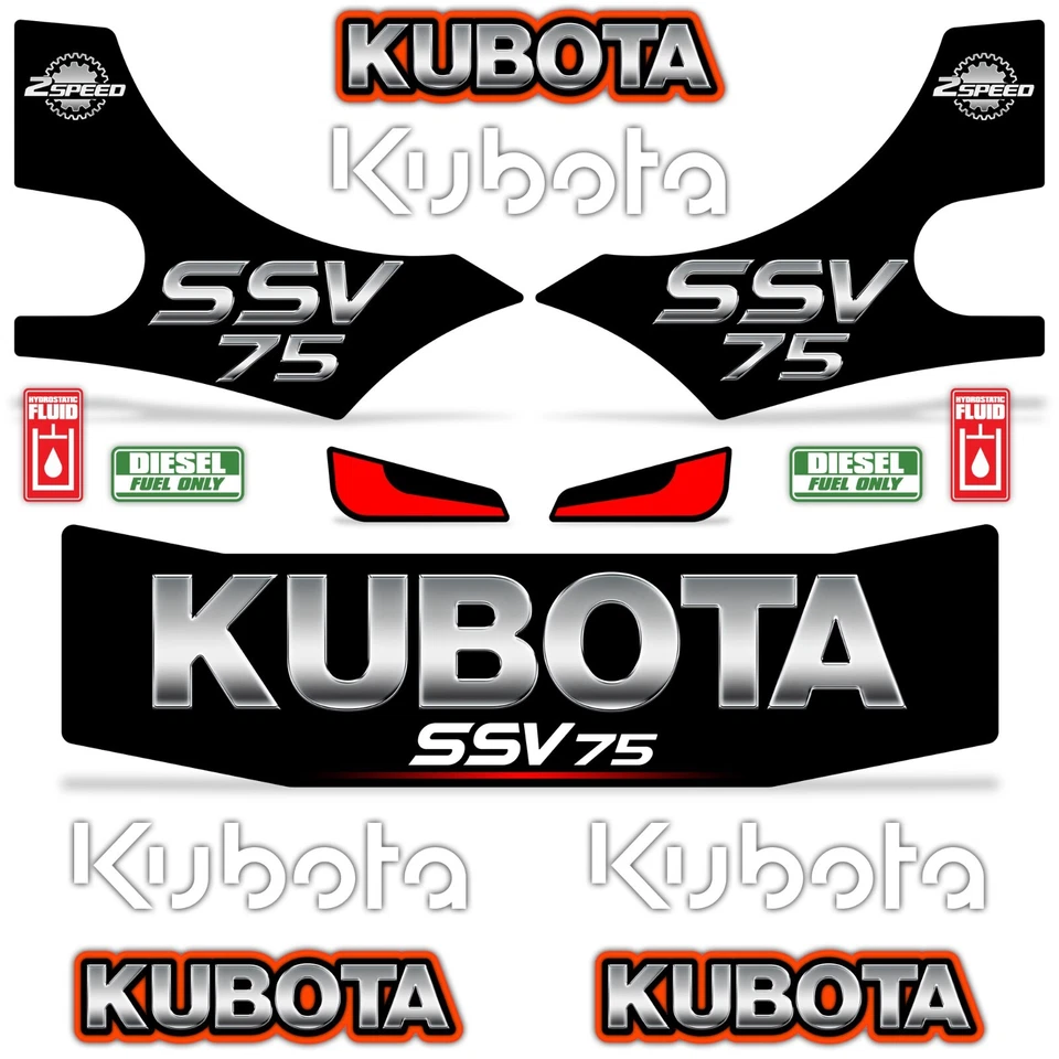 Kit completo de calcomanías para minicargadora Kubota SSV75 juego gráfico de vinilo SSV-75 hecho en EE. UU. Foto 1 de 3