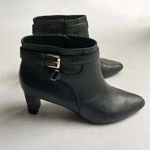 Lauren Ralph Lauren Nara Stiefel Damen 9,5 B Leder Stiefeletten Absatz Schwarz - Bild 1 von 10