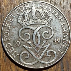 PIECE 5 ORE SWEDEN FOSTERLANDET SUEDE 1949 (1141)  RECHERCHÉE - Picture 1 of 2