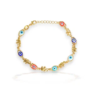 Evil Eye Elefant Armband Ojo Pulsera Schutz Glücksarmband - 7,5" - Brasilien AJ - Bild 1 von 6