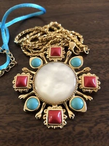 Coral & Turquoise14K GP Set Necklace Earrings and Ring Gold Chain, Cord Necklace - Bild 1 von 12
