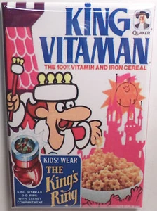 King Vitaman Vintage Cereal Box 2" x 3" Refrigerator or Locker MAGNET Vitamin - Picture 1 of 3