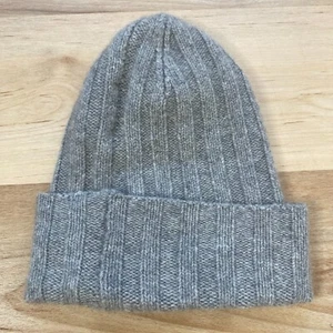 White + Warren Grey Cashmere Blend Ribbed Beanie Hat - Picture 1 of 3