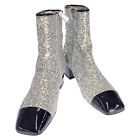 Chanel Schuhe Pailletten kurze Stiefel G33221 Emaille silber gebraucht Damen Größe 40
