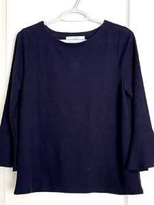 ANN TAYLOR LOFT Black Jacquard Textured Bell Sleeve Blouse Top Sz Small S 4 6 - Picture 1 of 2