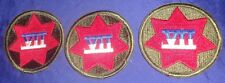 BG652 Vtg WW2 US Army VII Corps Shoulder Insignia Crest Patch Lot x3