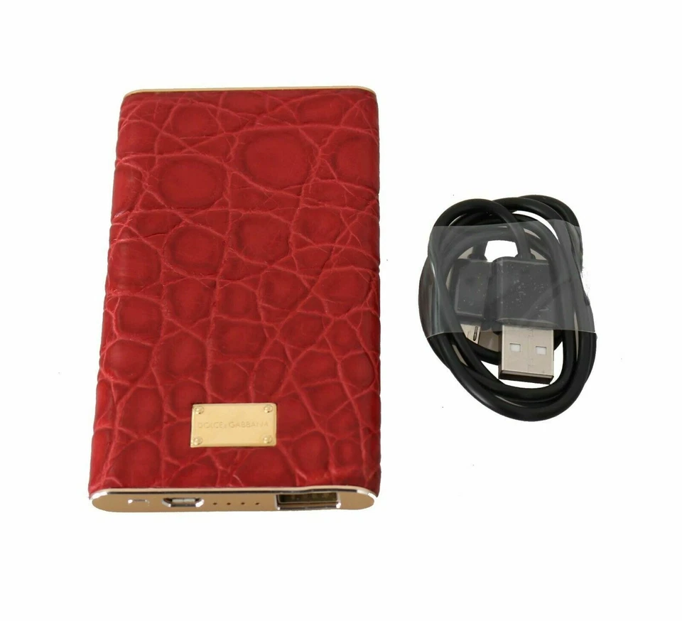 Carregador DOLCE & GABBANA Power Bank USB couro vermelho pele exótica 3000mAh RRP $850 - Imagem 1 de 4