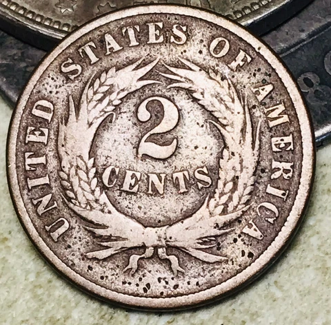 1870 Two Cent Piece 2C Ungraded Post Civil War Date US Copper Coin CC18515 Cover