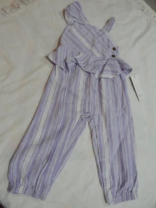 BNWT Habitual Kids Girls 18 Months Lavender Linen Off Shoulder Longall ROMPER - Picture 1 of 7