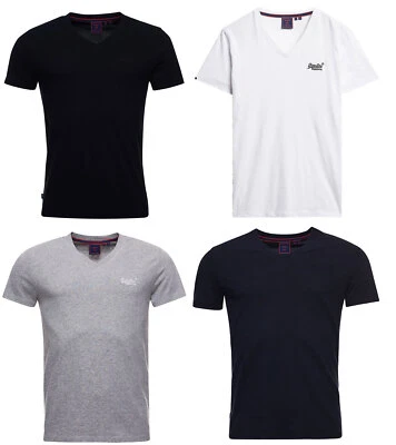 Superdry T Shirt V Neck Short Sleeve Essential Logo Black Navy Blue White Grey - Image 1 of 4
