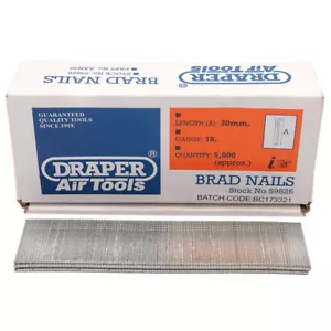 Draper 30mm x 5000 18G Brad Nails for Stapler Nailer 21034 & 83659 - 59826 - Picture 1 of 1