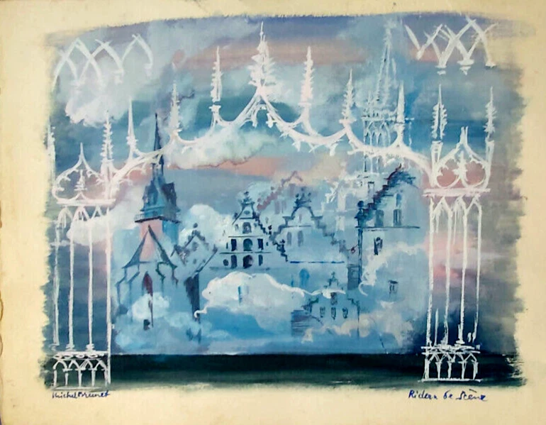 Michel Brunet - Projet de décor 1960 - Rideau de scène - Photo 1/1