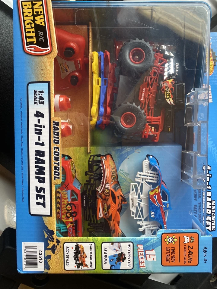 Hot Wheels Monster Trucks Radio Control RC  4 in 1 Ramp Set 1:43 Scale NEW NIB - Image 1 of 4