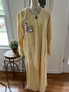 Vintage Stan Herman Chenille Robe House Coat Full Zip Yellow Coffee Cup Muffin S - Picture 1 of 6