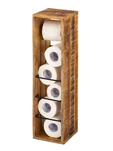 Toilettenpapierhalter Klopapierhalter Klorollenhalter quadratisch Mangoholz - Picture 1 of 5