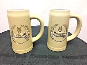 2 HEINEKEN BEER STEIN MUG SET - 6.5" TALL FREE SHIP - Picture 1 of 5