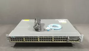 Cisco 3750X WS-C3750X-48P-L 48 Port PoE+ Gigabit Switch w/ C3KX-NM-10G Module - Picture 1 of 5