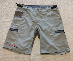 Club Ride Team USA Cargo Shorts Mens Large MTB Unlined Mountain Bike Beige - Picture 1 of 11