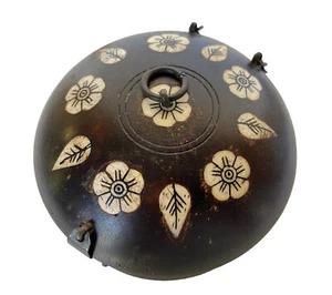 Tornio vintage intarsiato trasformato scatola portabandiera in legno asiatico/indiano, fiori e foglie di ossa - Foto 1 di 11