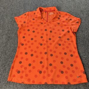 Nike Golf Dri-Fit Women’s Polo Shirt Tour Performance Orange Polka Dot Size L