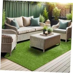Waterproof Solid Grass Design Indoor/Outdoor 6'6" x 6' High Pile - Grass Green - Picture 1 of 8