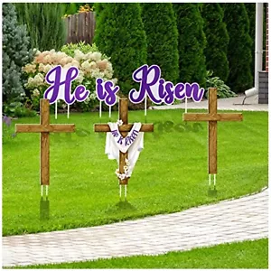 6 Pieces Easter Sign Outdoor Decoration He Is Risen Yard Sign Christian Relig... - Picture 1 of 9