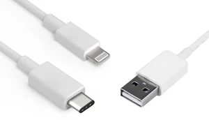 USB Type A 2.0 to ⚡⚡⚡ & USB-C 14inch Phone Device Charging Cable with Case - Picture 1 of 10