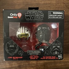 Star Wars Black Series Titanium LUKE SKYWALKER & TIE PILOT Helmets GameStop-RARE