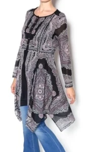 L ARATTA SILENT JOURNEY Helene TUNIC Whimsical Cotton sheer Flowy BLUE PINK Top - Picture 1 of 17