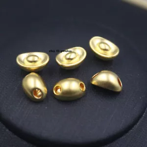Ciondolo perle Yuanbao piccole portafortuna 3D oro giallo puro 24 carati 999 1 pz - Foto 1 di 6