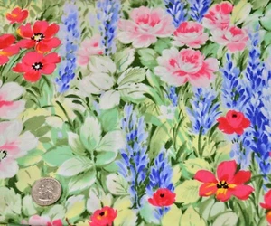 Michael Miller Cotton Fabric Spring Field 2 Yards Large Floral Watercolor C1115 - Picture 1 of 2